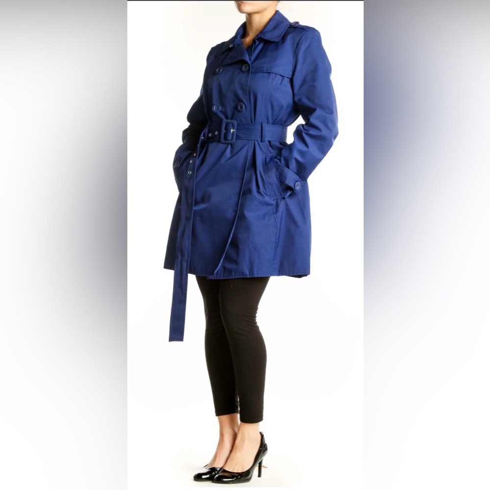 Kenneth Cole Cobalt Blue Double-Breasted Trench Coat